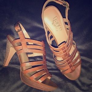 Cognac heeled sandals